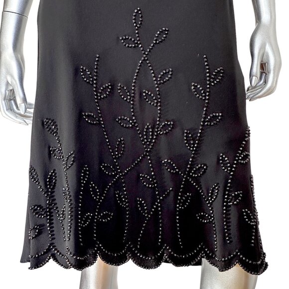 S.L Fashions Black Cocktail Beaded Midi Short Sleeve Dress - Picture 8 of 13